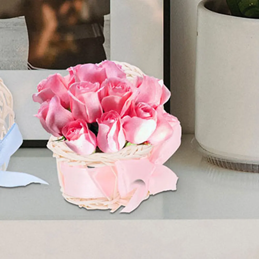 

6Pcs Mini Rattan Woven Flower Baskets Doll House Miniature Decorations Storage Ornaments Home Accessories Resin Model