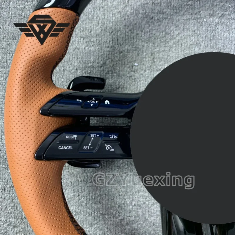 Customized Peach Wood Piano Black and Brown Leather Steering Wheel Suitable for Mercedes Benz W213 C238 W222 CLS W205 C63 AMG