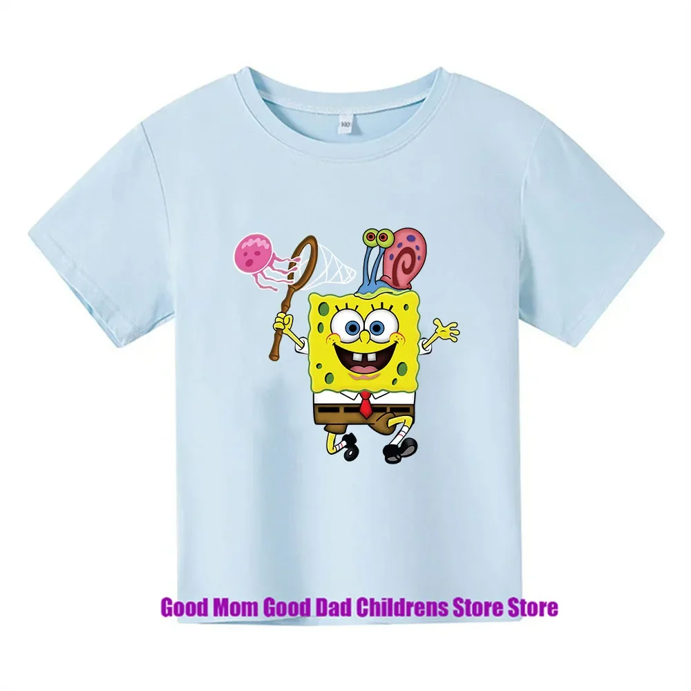 Spongebob Squarepants Summer Childrens Wear Boys And Girls T-shirt Top Cartoon Anime Print Children's Sportswear t shirt  boys