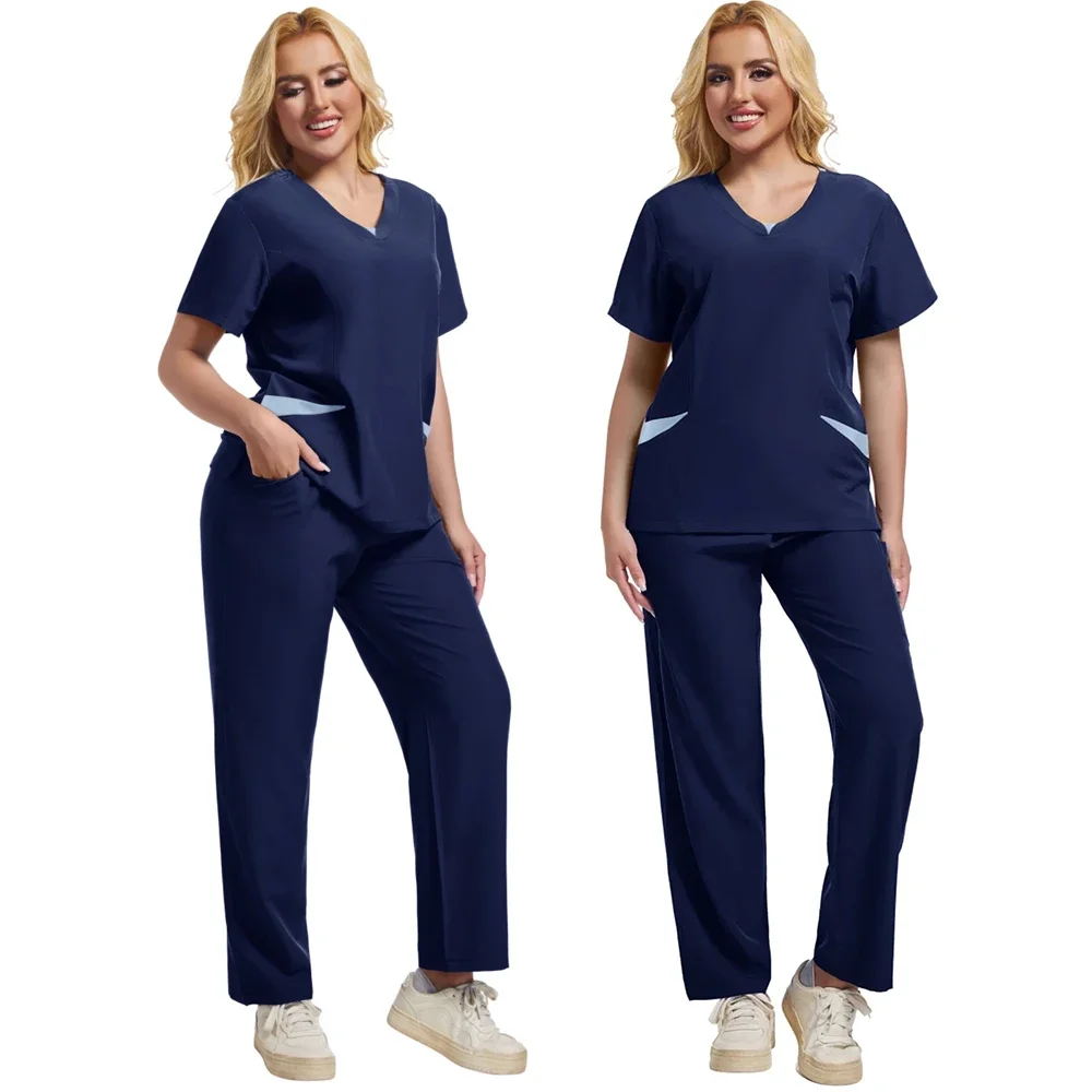 고품질 의료 유니폼 여성 스크럽 세트 간호 액세서리 병원 미용실 스파 작업복 정장 수술 가운