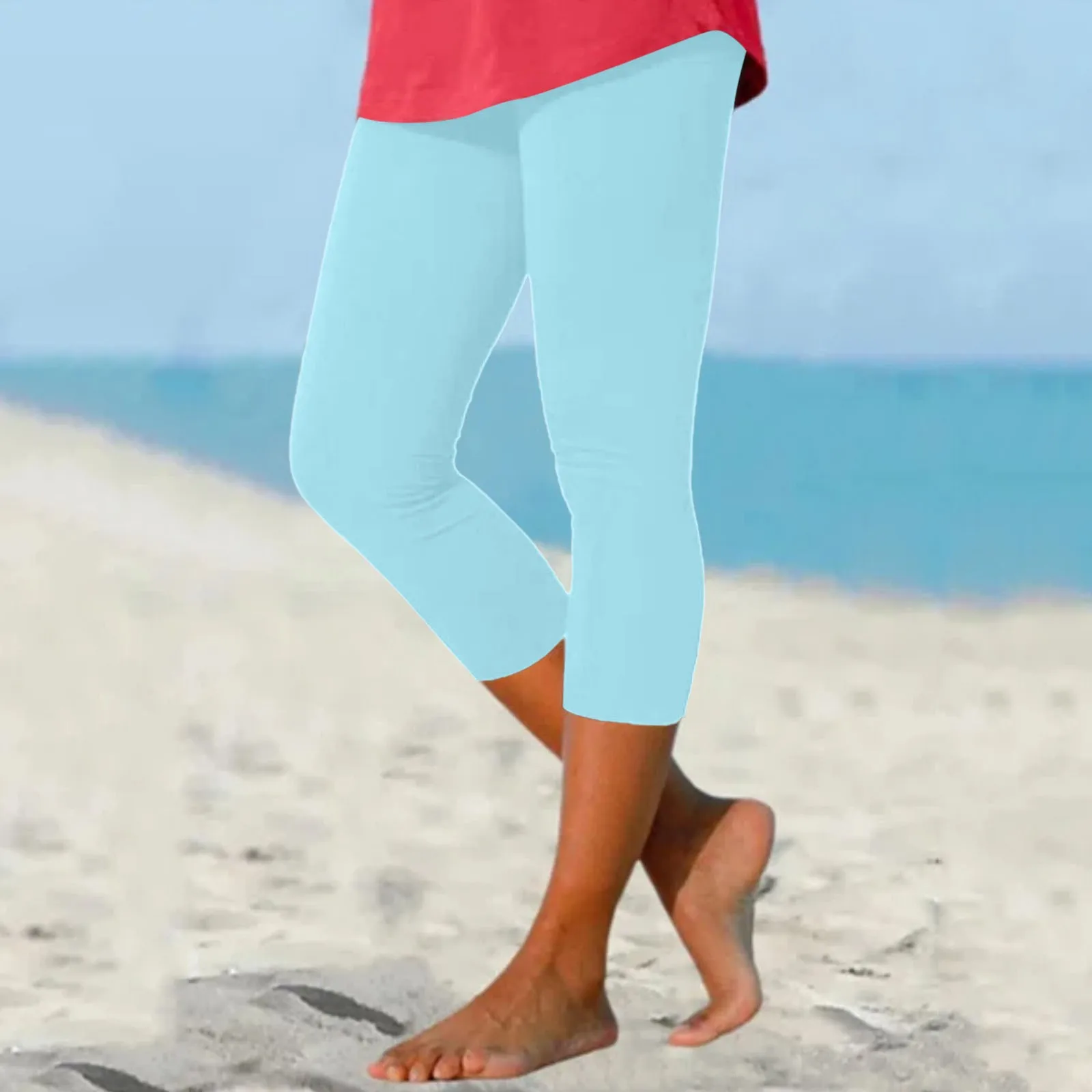 Dames Zomer Casual Strandbroek Zomer Outfit Legging Met Zakken Effen Kleur Sport Yoga Broek Strakke Cropped Broek Штаны