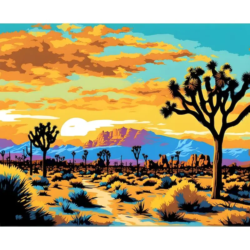 GATYZTORY Painting By Number For Adults Desert Landscape Picture By Numbers Acrylic Paint On Canvas DIY Frame Home Decoration