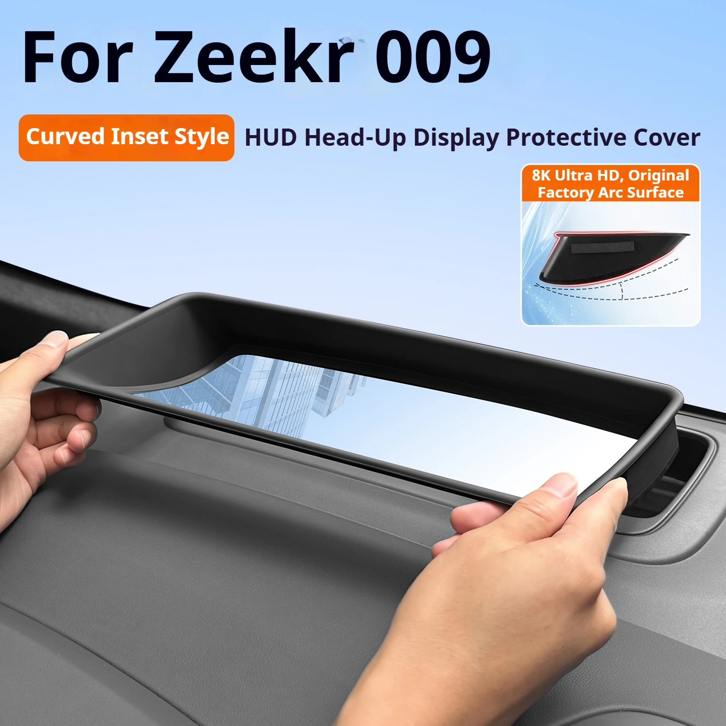 2024-2026 Zeekr 009 HUD Protective Cover Curved Inset Head Up Display Guard Non-reflective Car Modification Part
