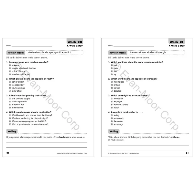 Evan-Moor A Word A Day, Grade 3 SE Workbook,aged 7 8 9 10, English book 9781596734159