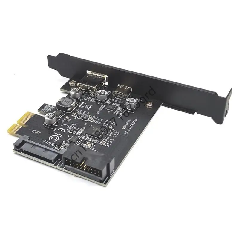 محول توسيع PCIE إلى USB Type-C لـ Desktop PC Hrleghis Front Easy Easy Insert 634a