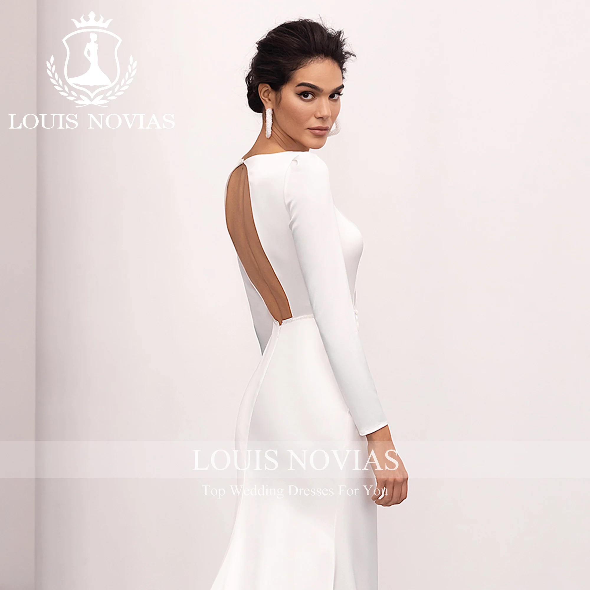 LOUIS NOVIAS Mermaid Wedding Dress 2023 Sexy Graceful Square Collar Backless Brush Train High-end Wedding Gown Vestidos De Novia