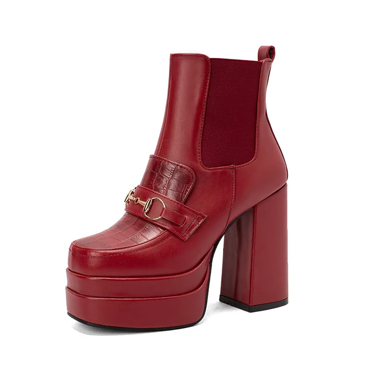 Women\'s Mid-Heels In Autumn and Winter 2022 New Ladies Leather With Fluff Thick heel Boots