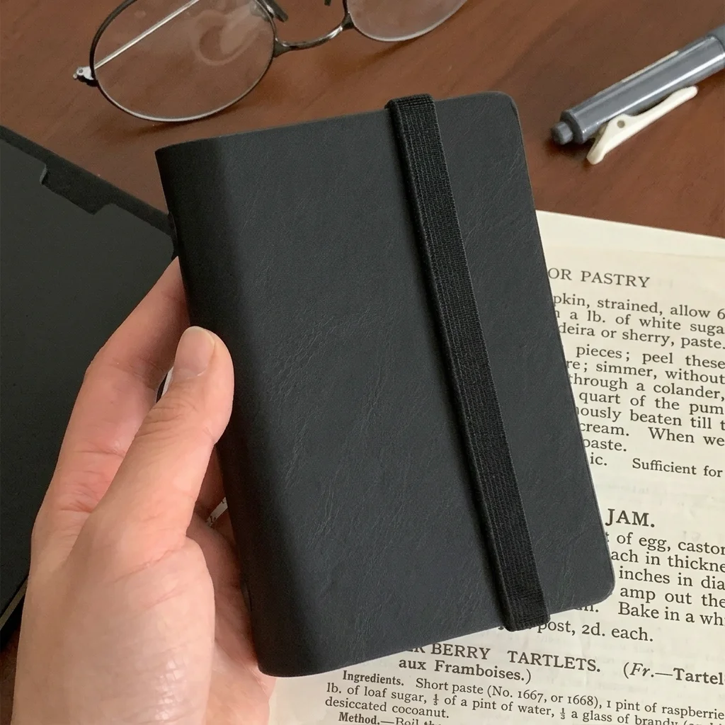 M5 Binder Black PU Leather Planner Elastic Band Loose Leaf N
