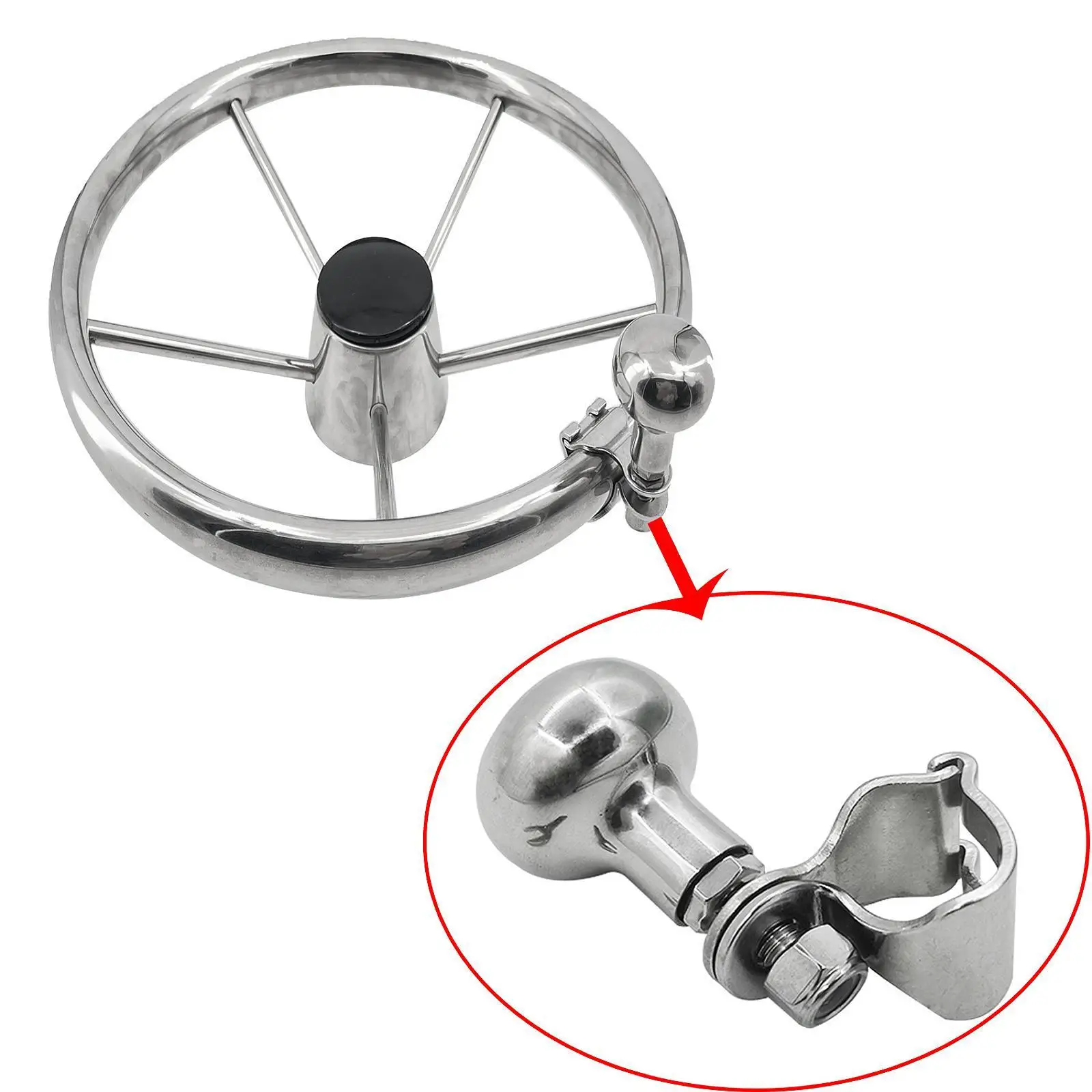 

Silver Spinner Knob for Boat Steering Wheel Durable Stainless Steel Power Handle Attachment Marine Vehicle Accessory for Rvs