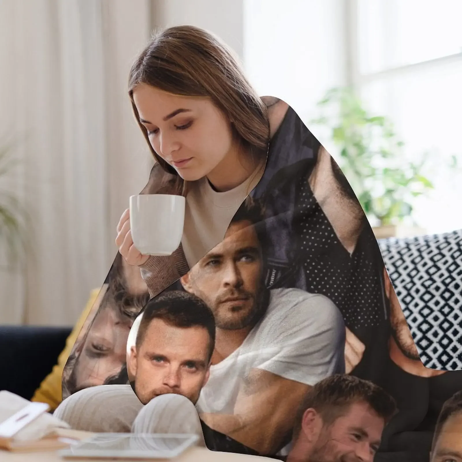 سيباستيان ستان وكريس هيمسوورث صورة مجمعة رمي بطانية تتحرك لحاف البطانيات وبطانيات الشاطئ #3