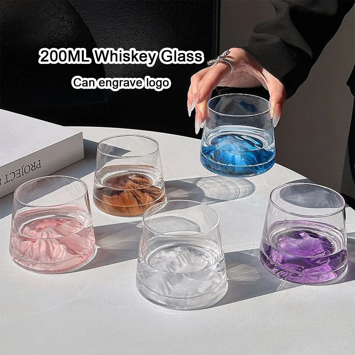 (Can Engrave Logo) 200ML Bar Crystal Iceberg Whiskey Glass, Home Beer Cup, Water Glass, Red Wine Cup, Juice Glass