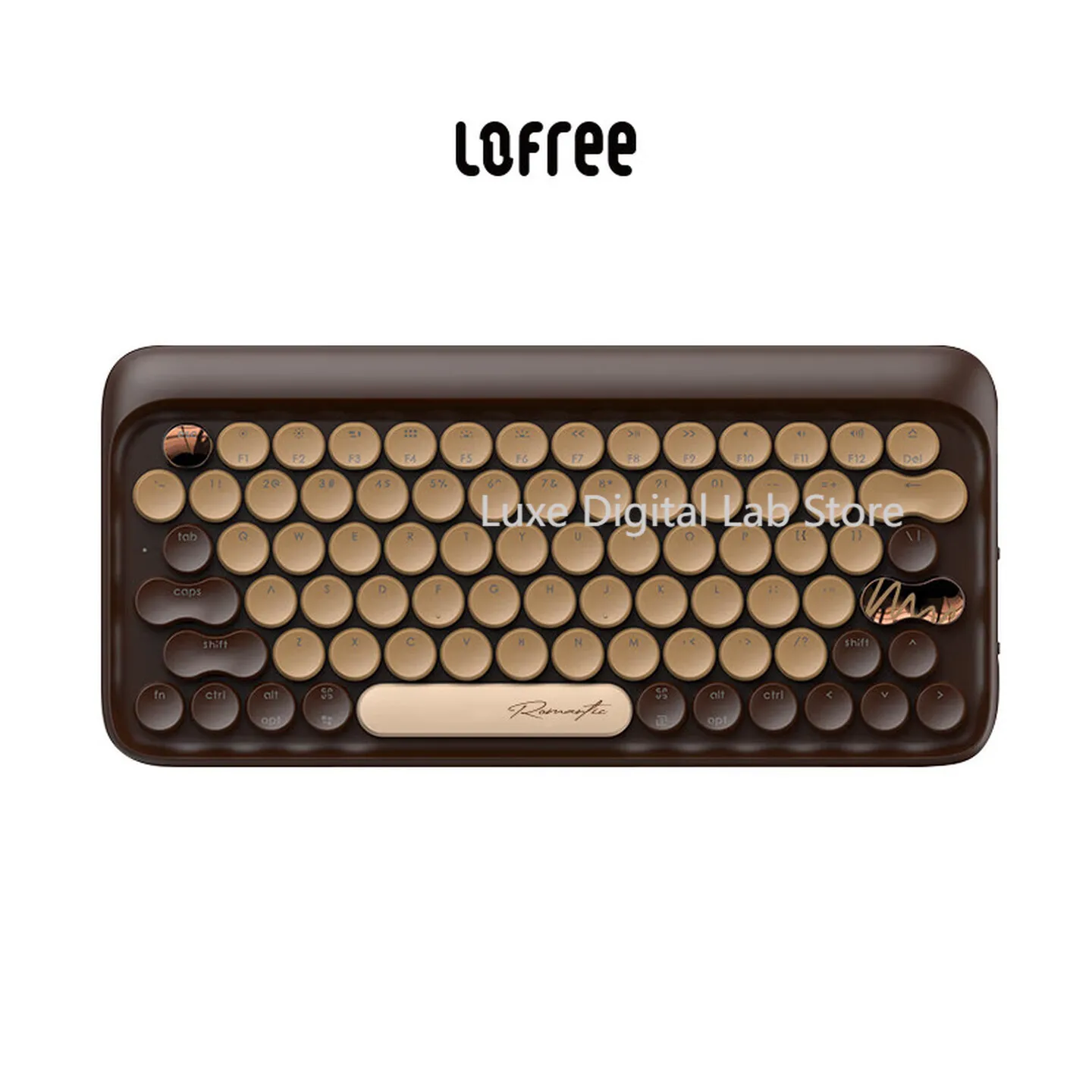LOFREE Chocolate Mechanical Keyboard, Valentine's Day Retro Polka Dot DOT Wireless Bluetooth Backlight Charging, Wired/Bluetooth