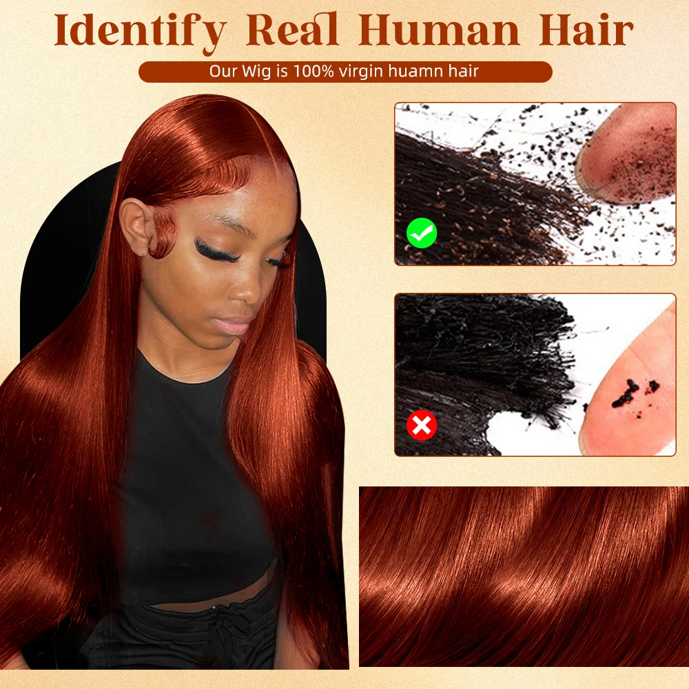 Reddish Brown 13x4 Straight HD Lace Frontal Human Hair Wig Pre Plucked Hd Lace Frontal Wigs Colored Brazilian Human Hair Wig