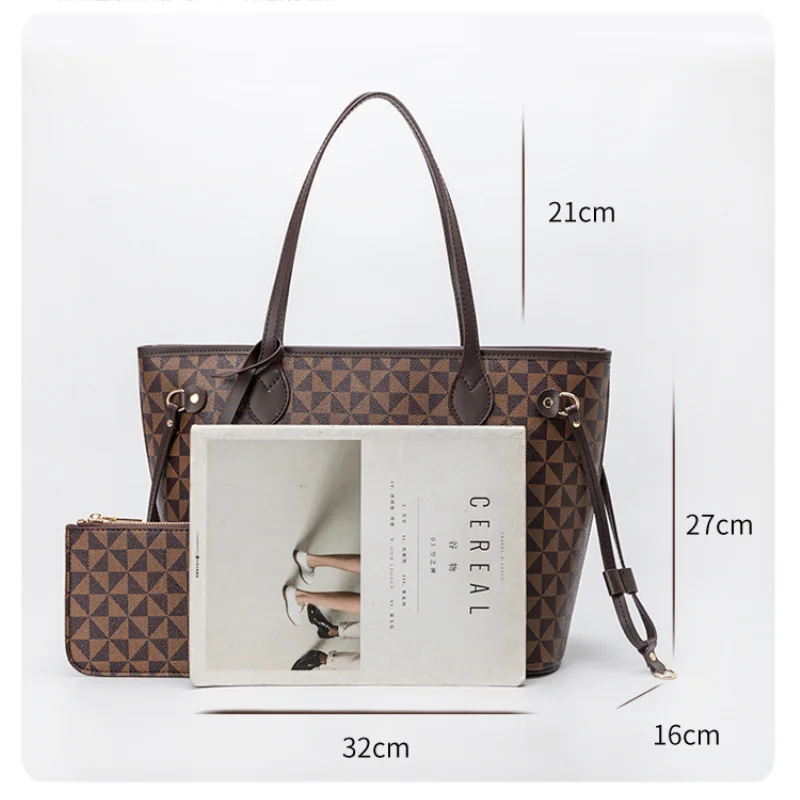 2024 New Vintage Leather Tote Bag with Purse Fashion Women Printed Shoulder Bags Trendy Durable Large Capacity Commuter Handbags