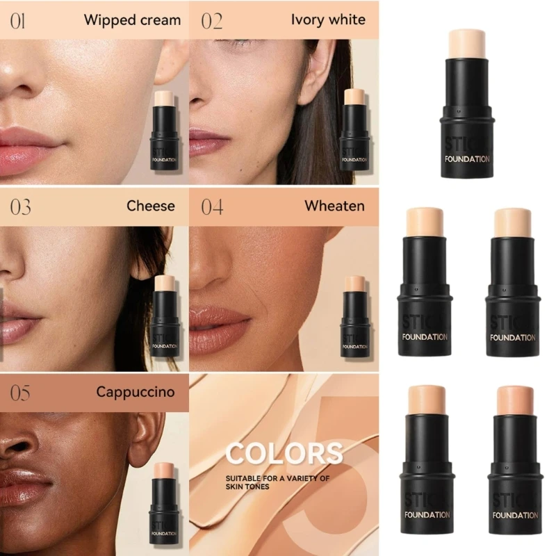 Concealer Foundation Full Cover Foundation Stick Face Makeup Primer Pen Longwear Shaping Stick BB Cream for Womens Girls