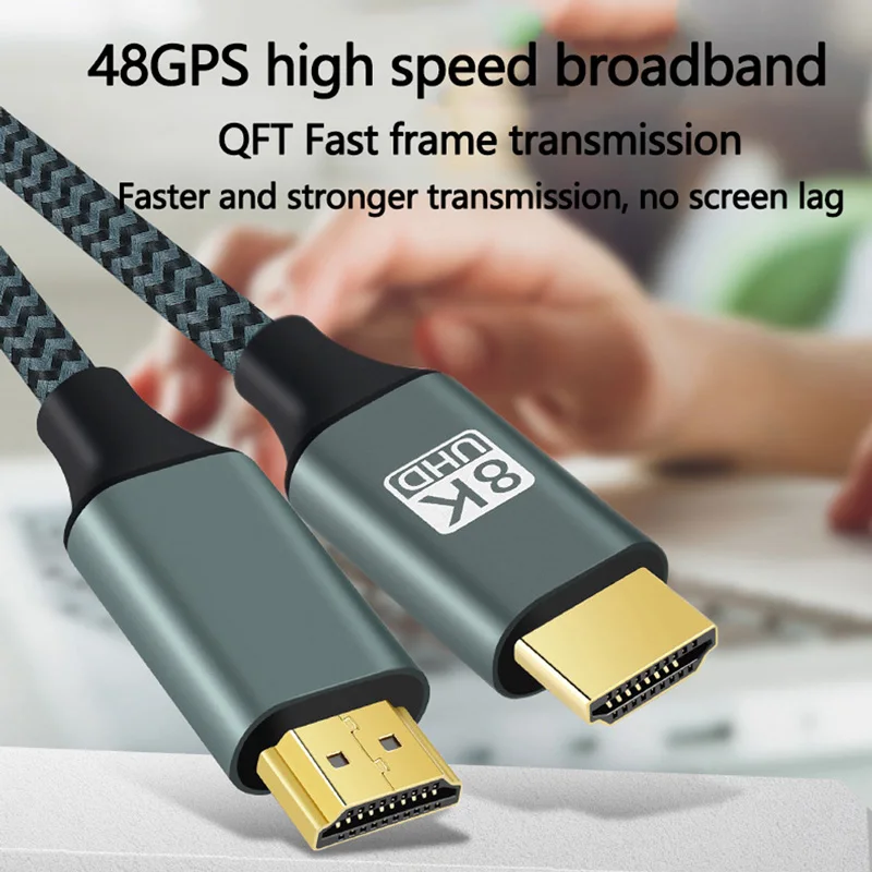 HDMI 2.1 خط مضفر 8K ناقل الحركة فائق الوضوح 8K 60 هرتز 4k 120 هرتز 48Gbps 0.5M-5M كمبيوتر محمول توجيه ناعم PS4 ps5