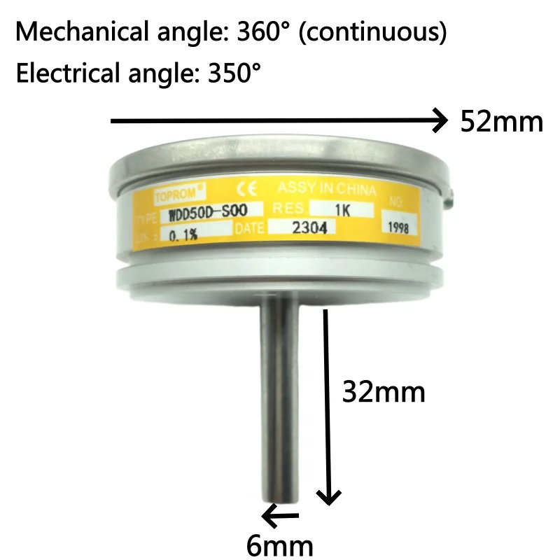 1pcs，Conductive plastic Potentiometer，WDD50D，1KΩ 2KΩ 5KΩ 10KΩ，2W，3Pin，360 degrees infinite rotation