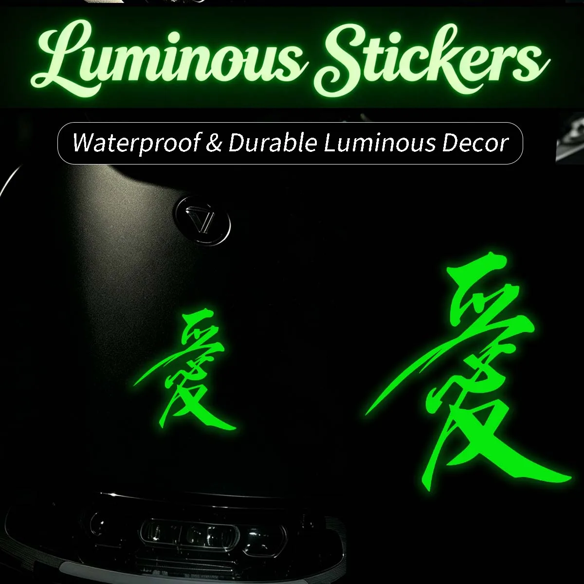 Calligraphy Love Text Luminous Motorcycle Stickers Moto Bike Fuel Tank Side Box Body Reflective Decor Vinyl Accessories Decals