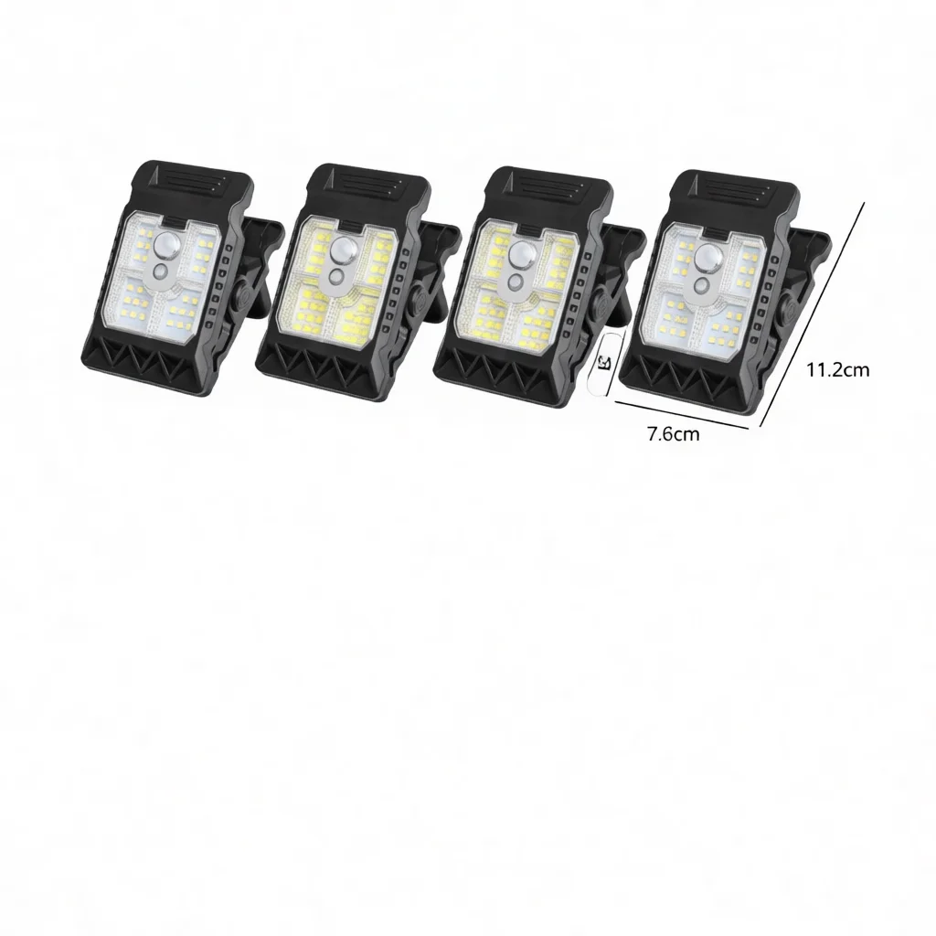 Portable Solar Powered Clamp Light LED Outdoor Lighting For Patio Camping Garden Deck Yard Safety Sensor Work Night Lamp