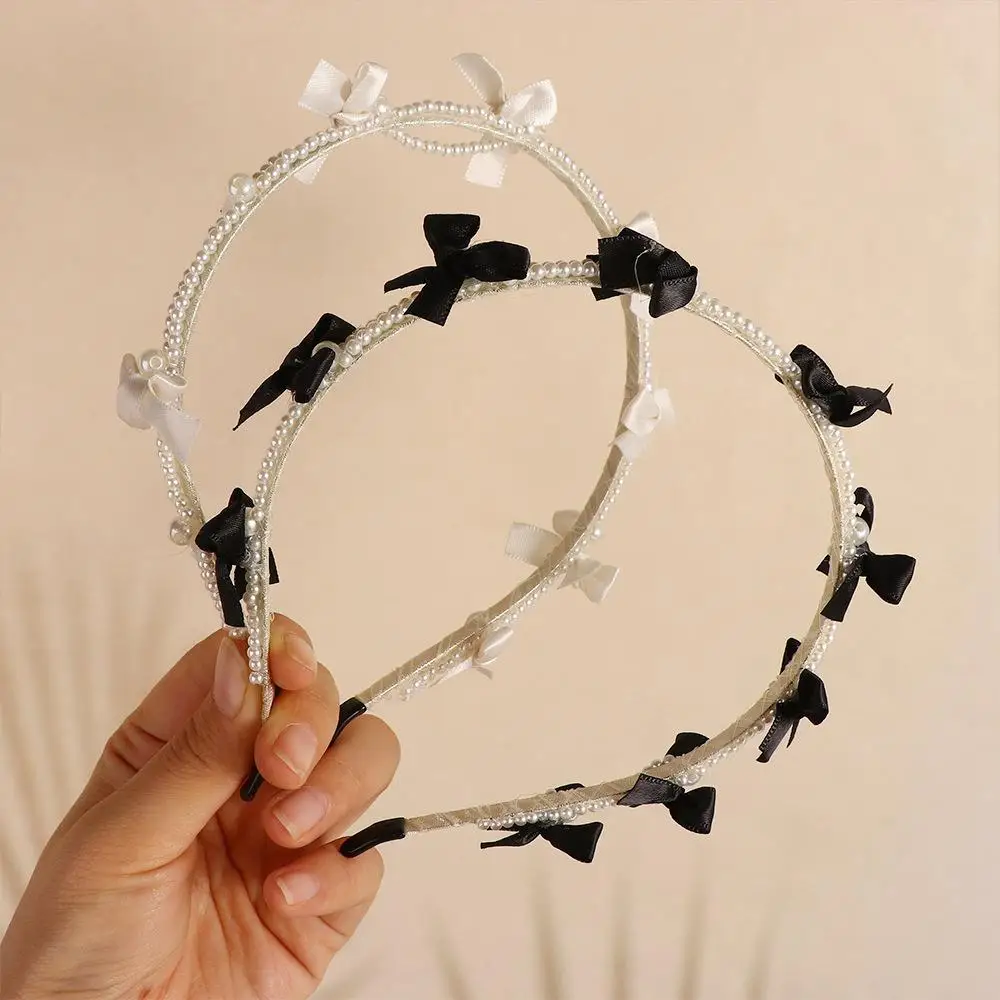 Korean Style Elegant Pearl Hair Band for Women Sweet Bow Headband Hair Hoops Head Band Lady Fashion Headwear Hair Accessories