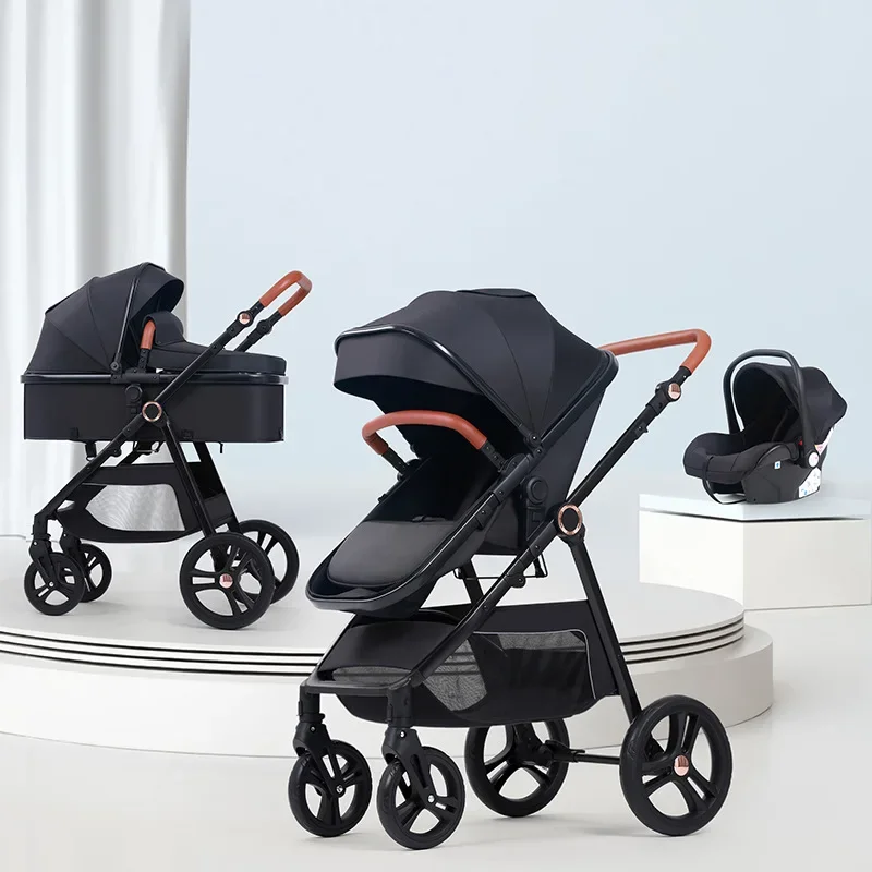 Multifunctional Three-in-one Stroller Lightweight Children's Stroller Deluxe High Landscape Stroller Foldable Newborn Carriage