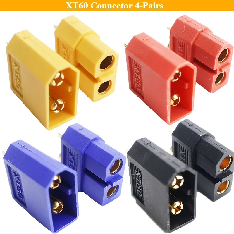 XT60-Stecker, 4 Paar, Stecker und Buchse, Set für Hochstrom-LiPo-Batterie, Drohne, RC, Auto, LED-Streifen, Elektrowerkzeuge