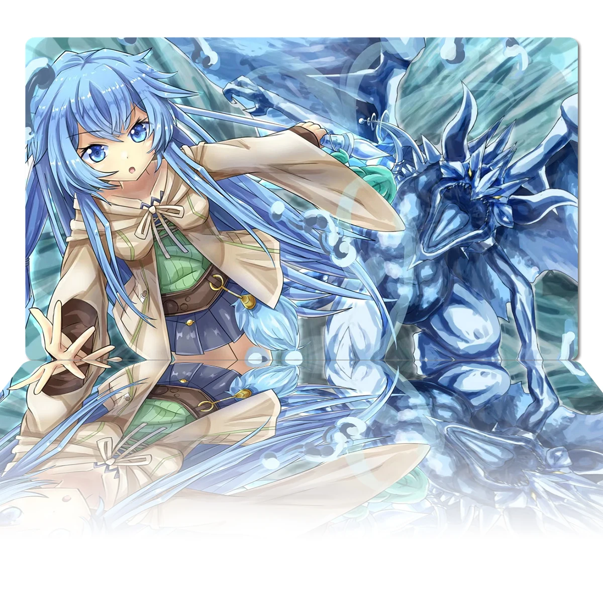 YuGiOh Playmat Eria the Water Charmer & Tidal, Dragon Ruler of Waterfalls TCG CCG Trading Card Game Mat Mouse Pad Desk Mat & Bag