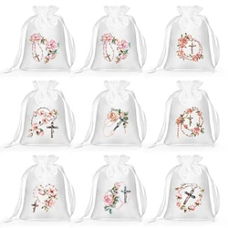5pcs flower rosary bags boy girl 1st First Holy Communion Baptism Christening baby shower Easter Confirmation decoration gift