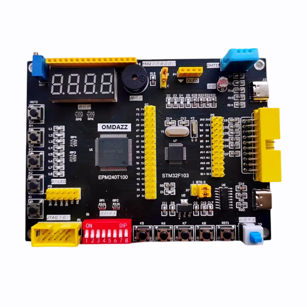 STM32F103C + EPM240T CPLD Dual Core Development Board Type-C with DHT11 OLED LCD1602 Photosensitive Learning Kit