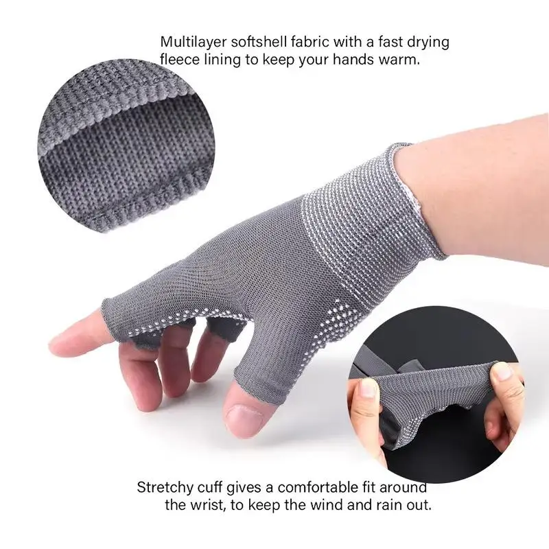 1 Paar Sonnenschutzhandschuhe, fingerlos, leicht, dehnbar, ideal zum Motorradfahren, 2/5-Finger-Handschuhe mit freiliegender Spitze. – Detail 9