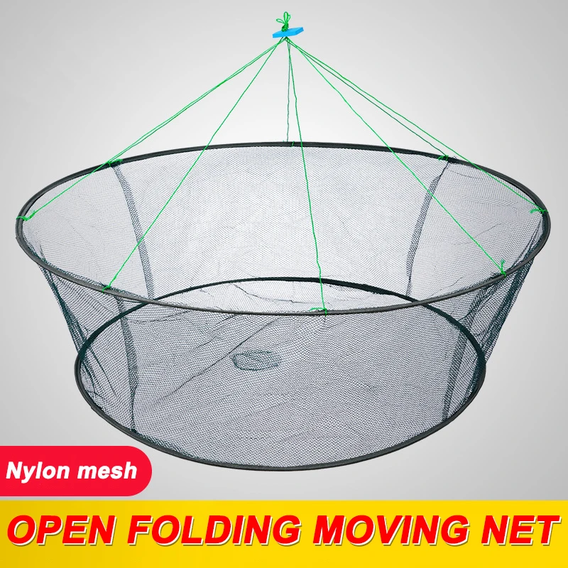 

80CM Loose Mouth Folding Drop Fishing Net Shrimp Catcher Tank Casting Network Fish Eels Trap Cage Prawn Bait Crab Netting