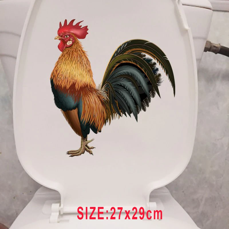 MT51# Cartoon Rooster Wall Sticker Bathroom Toilet Decor Living Room Cabinet Home Decoration Decals Beautify Water-proof Decal