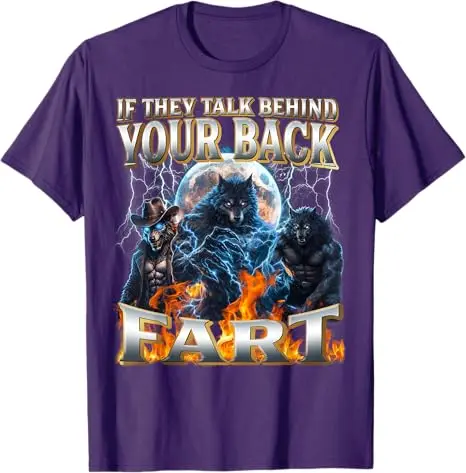 2026 NEUHEIT T-Shirts „Wenn sie hinter deinem Rücken reden“ Lustiges Alpha-Wolf-T-Shirt Y2K Herrenmode Ästhetische Kleidung – Detail 6