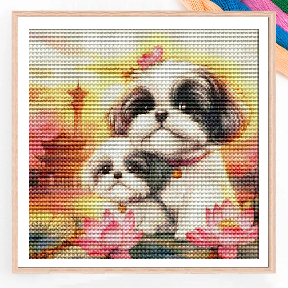 

Набор для вышивания крестиком: собака, цветы, пейзаж, 11CT, нитки, DIY, ручная вышивка, рукоделие