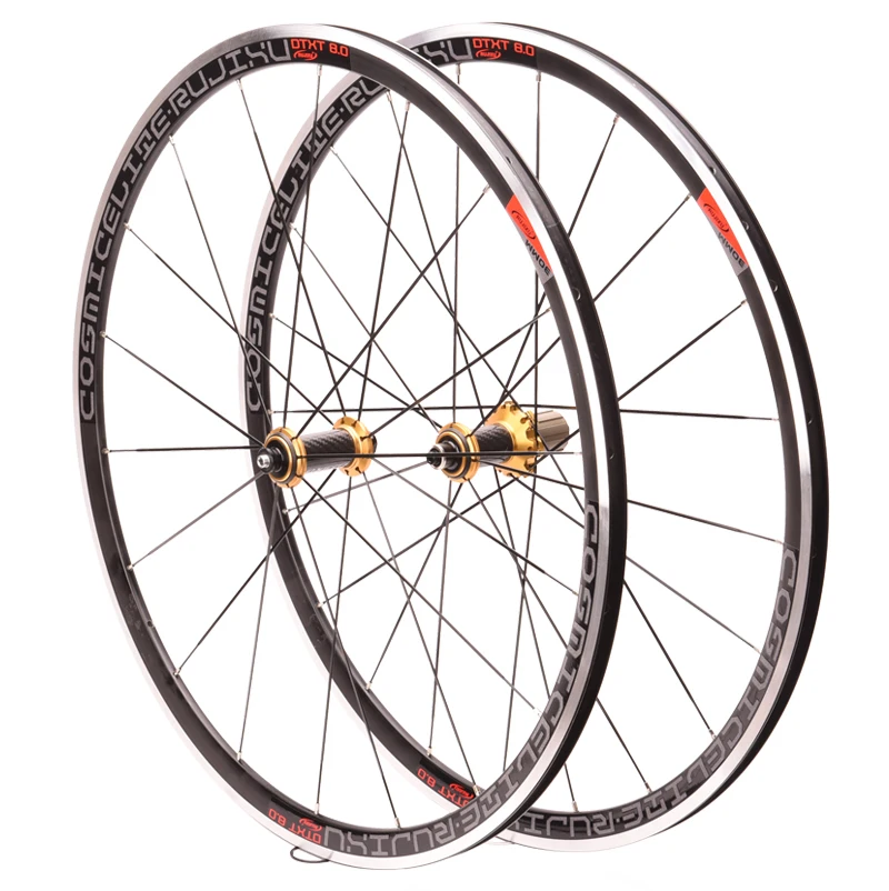 RUJIXU 6pawls gold hub Ultralight 700C Height 30MM Pull Straight Flat Spokes Wheel Group V / C brake disc brake  road wheelset