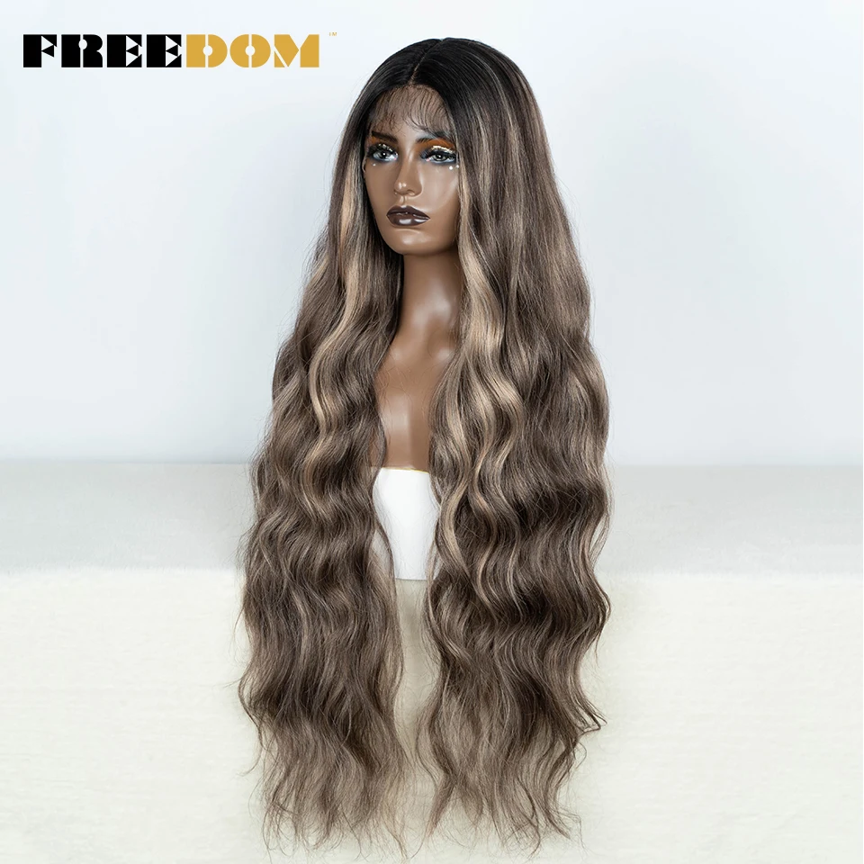 FREEDOM Body Wavy Synthetic Lace Front Wigs For Black Women 36