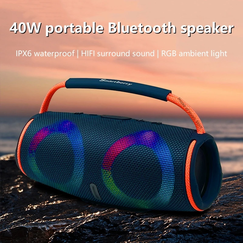 

Portable RGB Colorful Wireless Subwoofer Outdoor Hand-held Speakers Music Player Bluetooth Bass Stereo Sound 40W 40W Peak Value