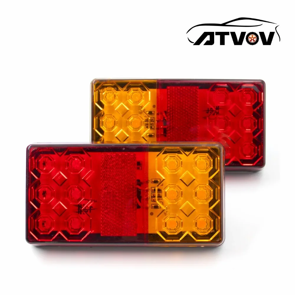 

ATVOV 2pcs 12V 24V LED Rear Tail Light Brake Stop Taillight Indicator Turn Signal Lamp Waterproof Truck Trailer Caravan Boat
