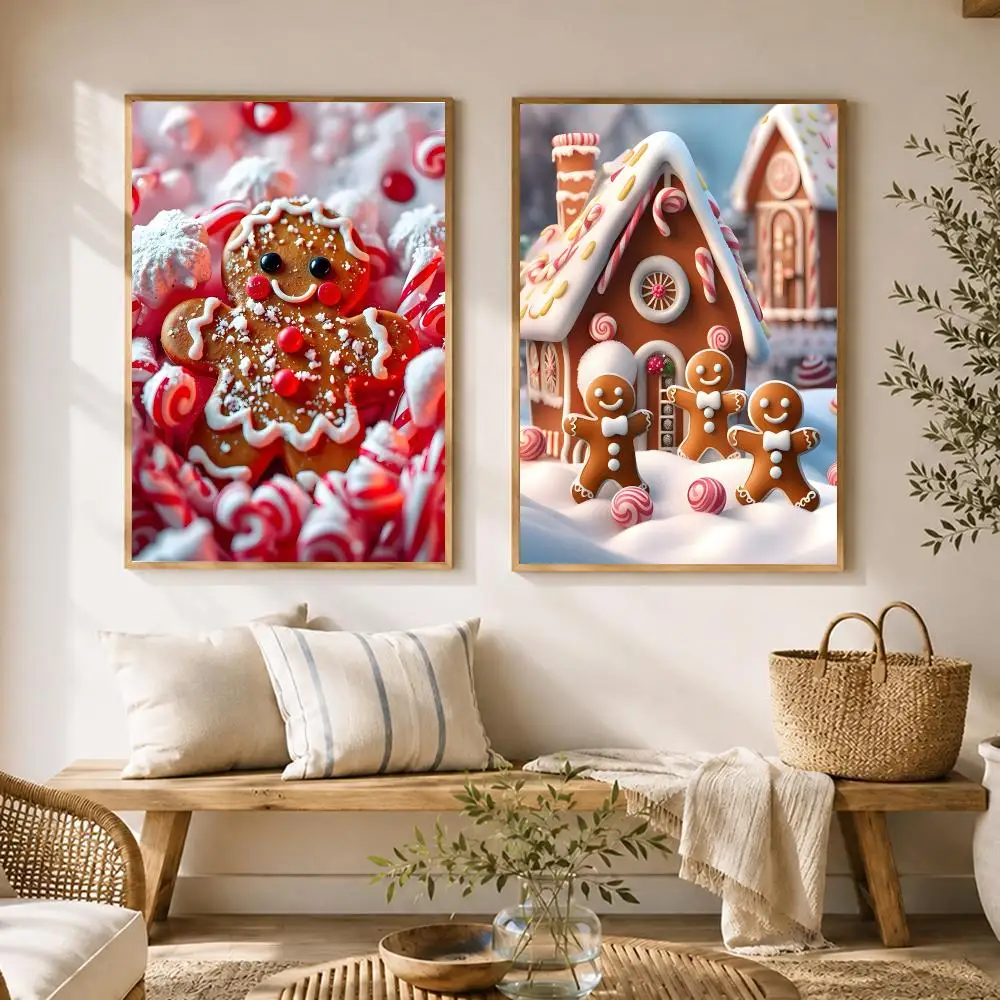 Cartoon Gingerbread Man Poster HD poster wall art self-stick no-residue for home cafe office great gift