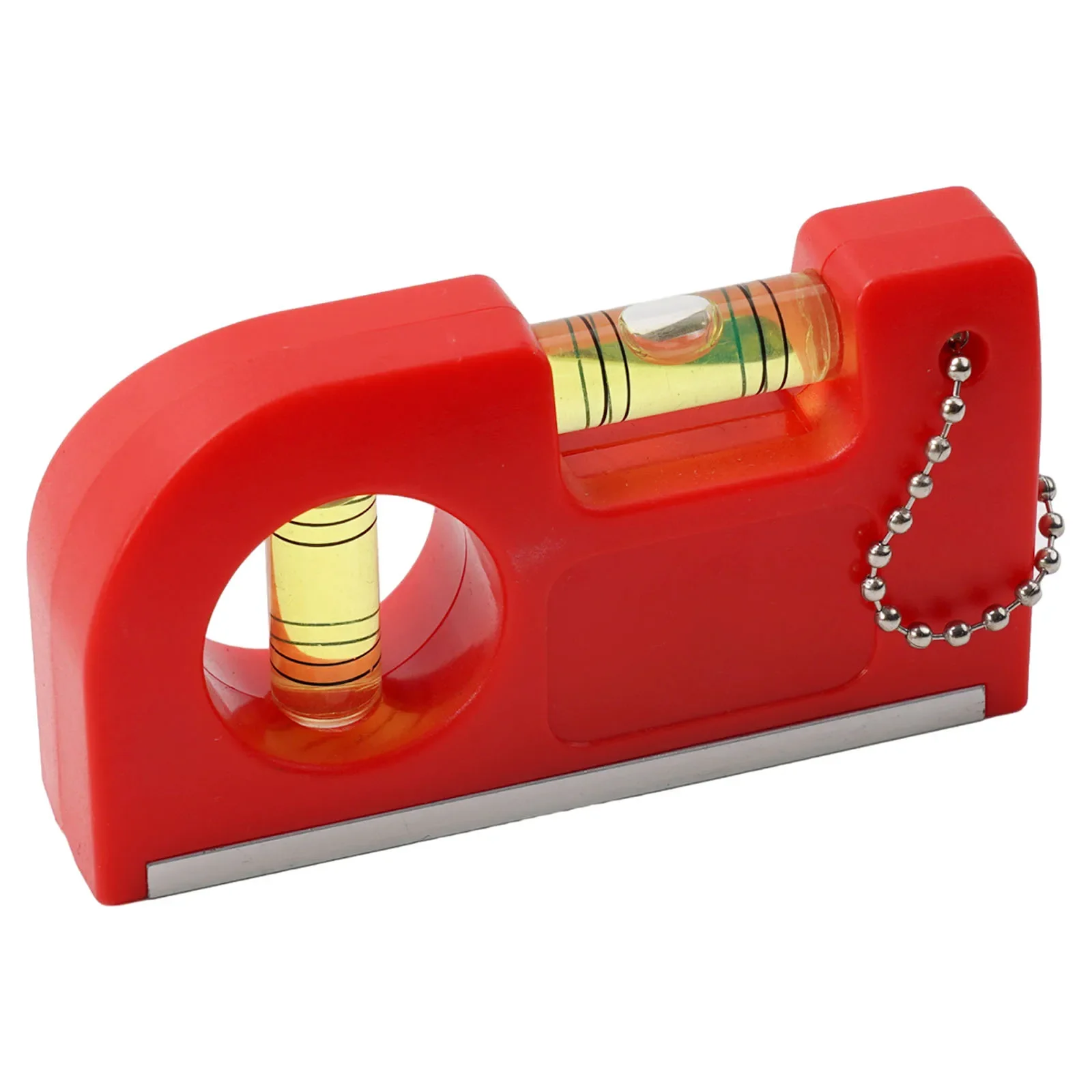 2In1 Key Chain Leveler Red Magnetic Mini Pocket Level With Metal Chain Hook 85*46*20mm For Determining Horizontal Vertical Plane