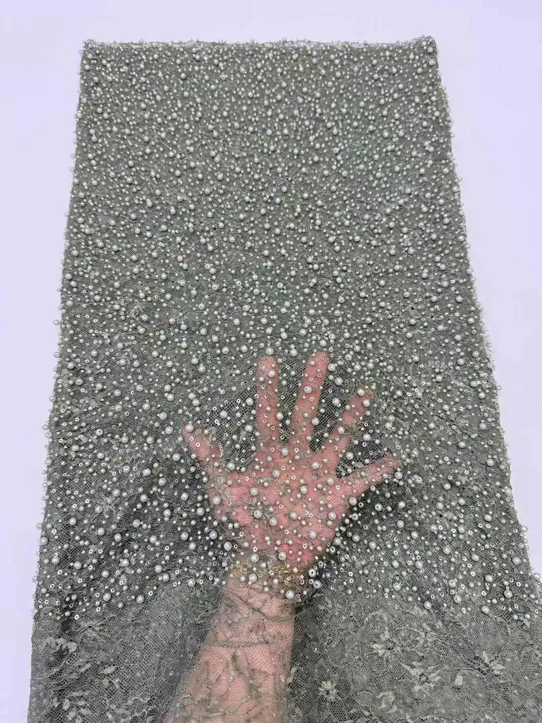 フレンチメッシュビーズレース生地 2025 高品質アフリカナイジェリアチュールネット花嫁レース生地スパンコール結婚式のパーティードレス