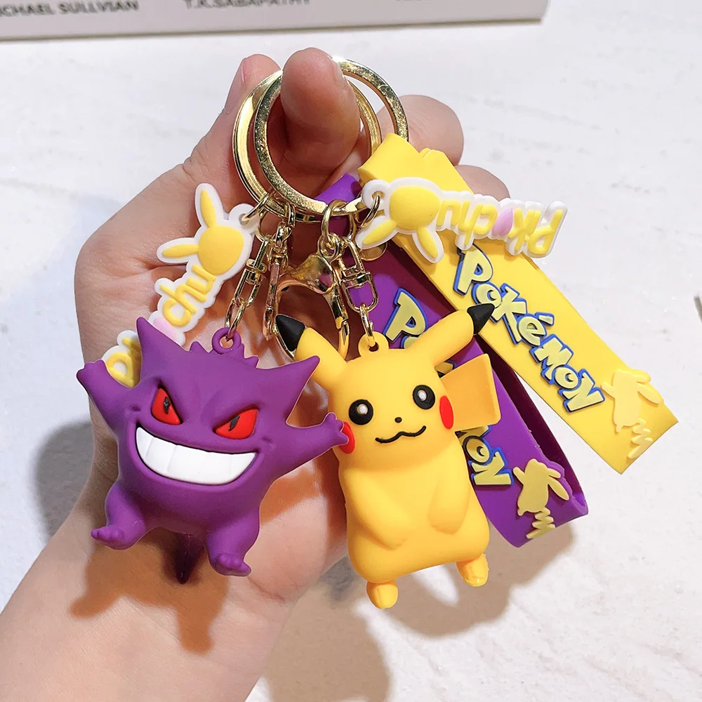 Pokemon Keychain Anime Figures Pikachu Cartoon Key Chain Charmander Psyduck Fashion Bag Keyring Pendant Accessories Toy Kid Gift