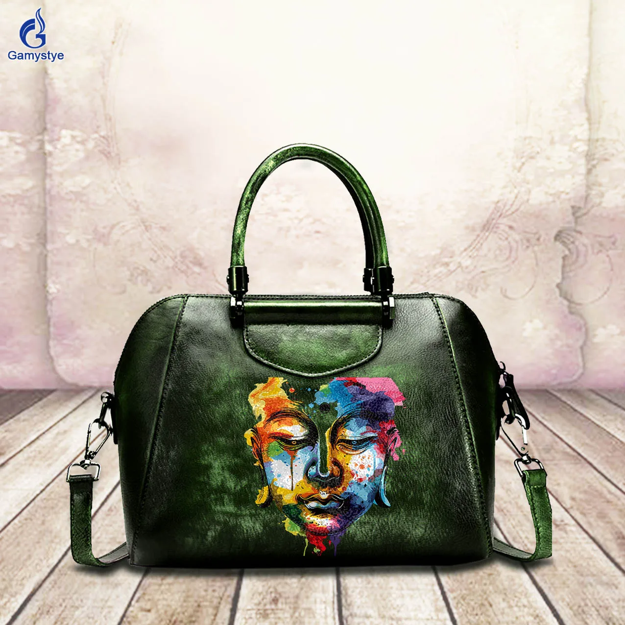 

Printed the Buddha Customize Art Bags 100% Real Cowhide Leather Women'S Bags Promotion Luxury Women Bags Bolsos Mujer