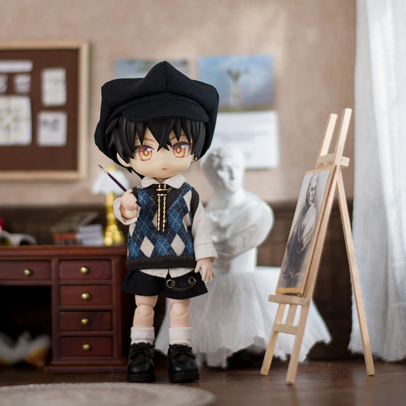 OB11 Baby Clothes A Si 2.0 Diamond Grid British Style Vest Set College Style 12 Points BJD Clothes GSC P9 Cute