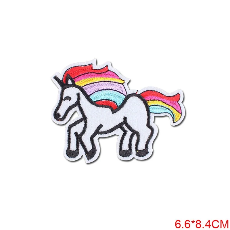 Cartoon Unicorn Patches Flower Stickers Diy Iron on Clothes Heat Transfer Applique Embroidered Patch Applications Cloth Fabric H