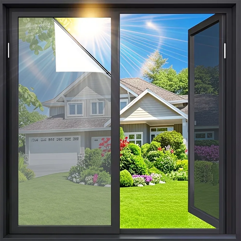 Static Cling Window Insulation Film One Way Mirror Blocking Thermal Glare Suitable for Home Balcony Office Car Privacy Film
