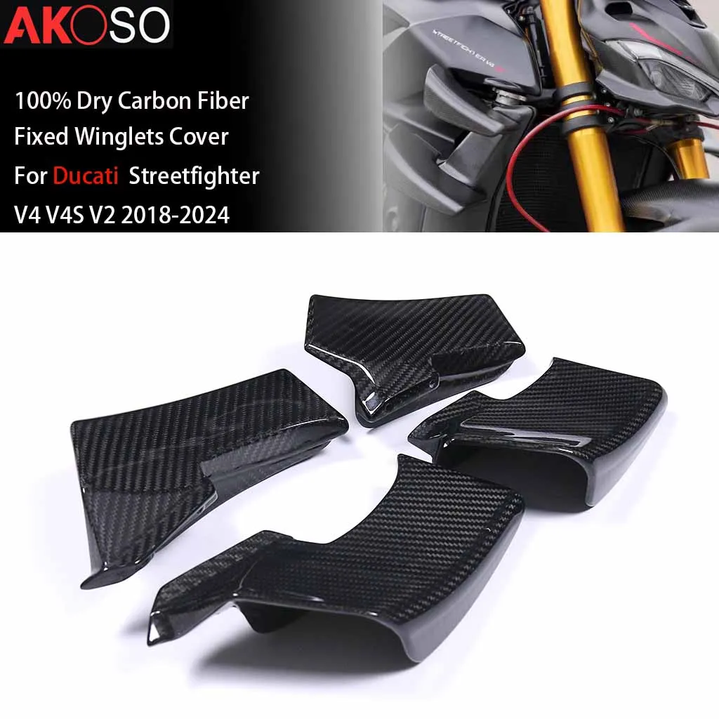 

Carbon Fiber For Ducati Streetfighter V4 V4S V2 2018-2024 Aerodynamics Fixed Winglets Side Air Deflector Motorcycle Accessories