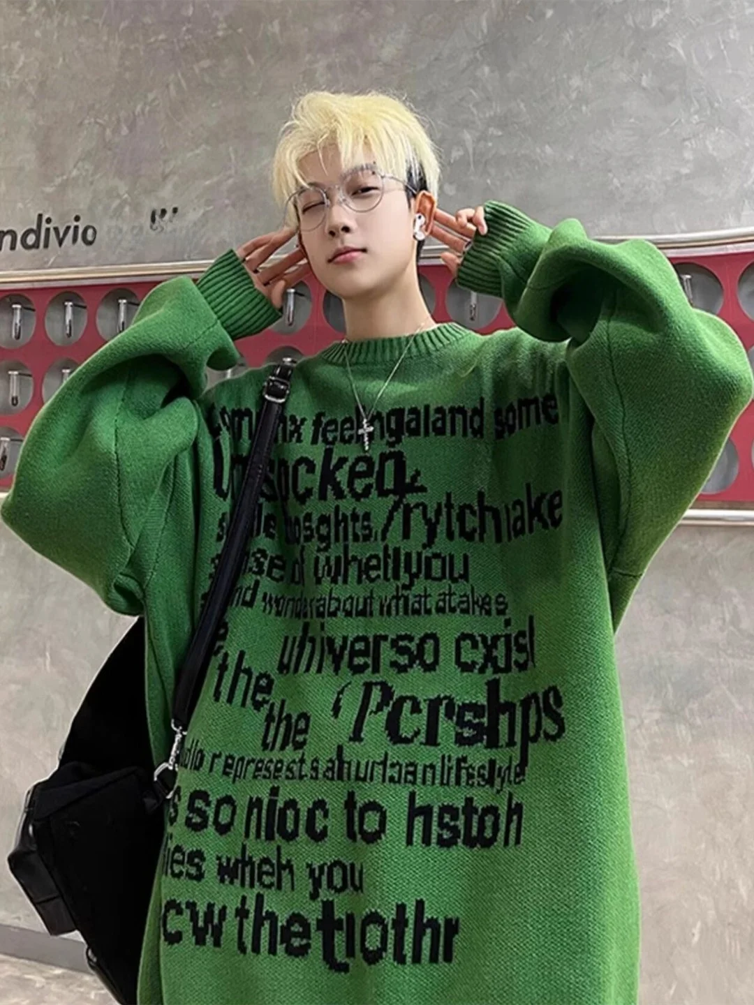 

Свитер свободного кроя в американском стиле с вышивкой букв, круглый вырез, вязаный, для мужчин и женщин, повседневная одежда