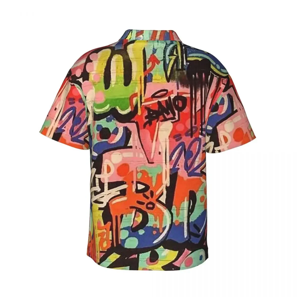 Urban Pattern Hip Hop Graffiti Street Art Men's Shirts Hawaiian Short Sleeve Shirt Fashion Button Tops for Summer Beach
