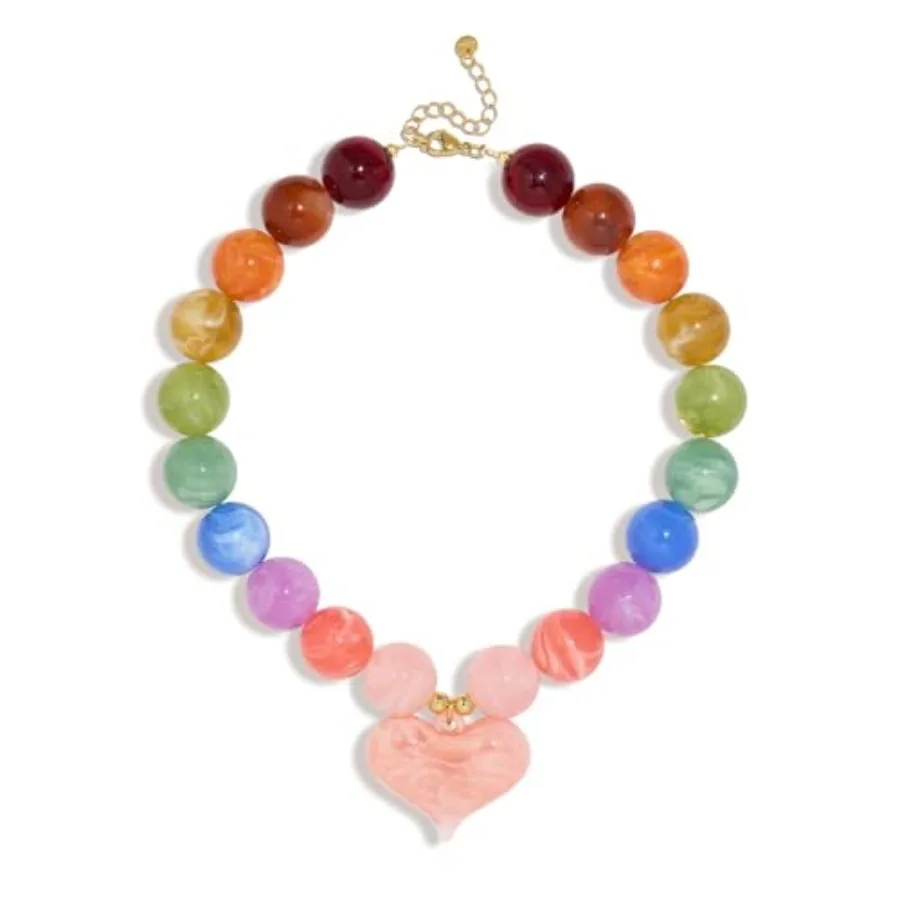 

DoDoBeads Chunky Heart Necklace for Women, Colorful Beaded Choker Necklace, Handmade Statement Necklaces for Summer Beach Vacat